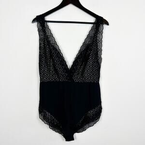 Free People Sinking Ships Bodysuit OB540931 Black Size Large NWT